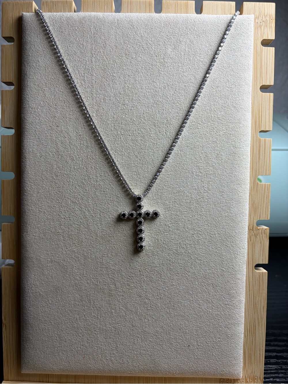 White Gold Plated Cross Pendant Necklace - Elegant Women’s Jewelry